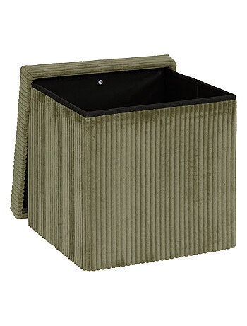 Pouf pliable - Effet velours côtelé avec rangement intégré