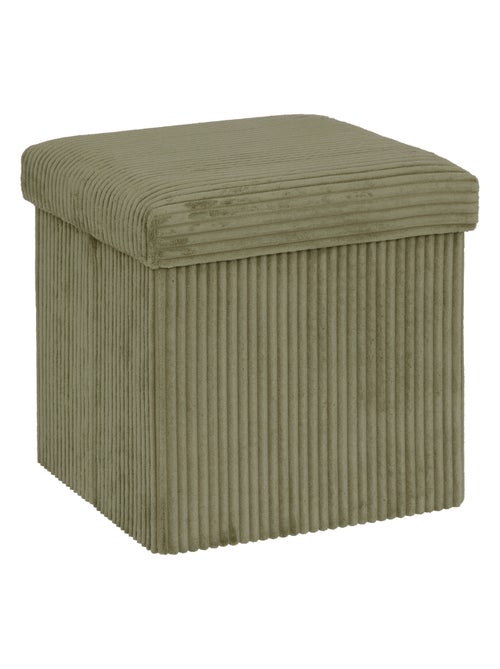 Pouf pliable  - Effet velours côtelé avec rangement intégré - Kiabi