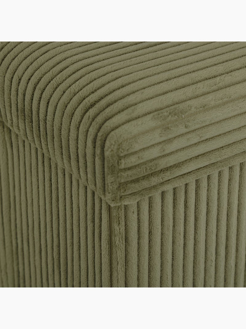 Pouf pliable  - Effet velours côtelé avec rangement intégré Kaki - Kiabi