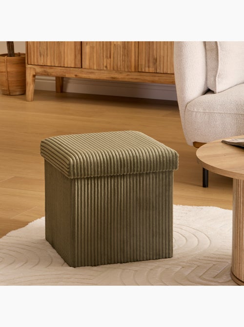 Pouf pliable  - Effet velours côtelé avec rangement intégré - Kiabi