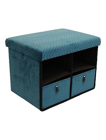 Pouf pliable avec rangement et tiroirs velours
