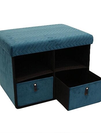 Pouf pliable avec rangement et tiroirs velours