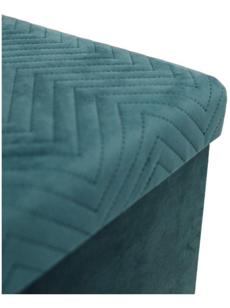 Pouf pliable avec rangement et tiroirs velours Bleu - Kiabi