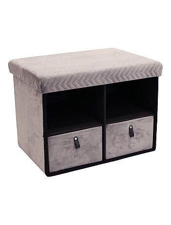 Pouf pliable avec rangement et tiroirs velours