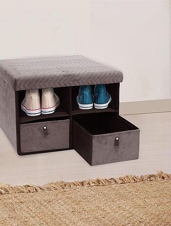 Pouf pliable avec rangement et tiroirs velours