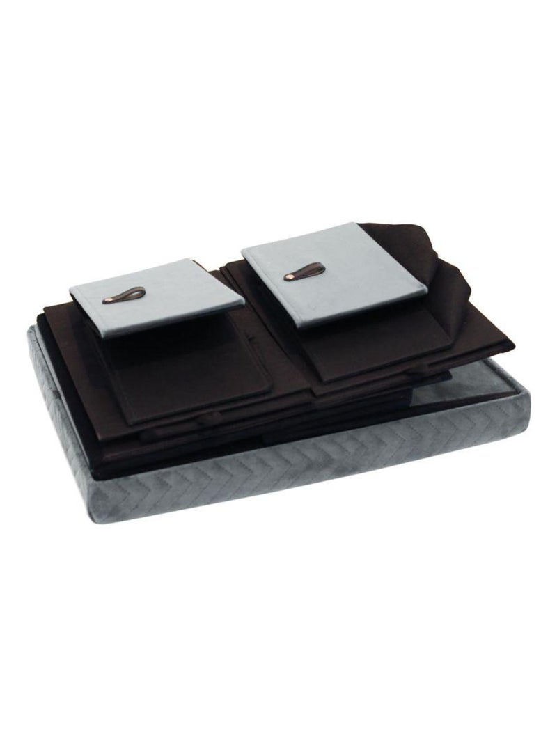 Pouf pliable avec rangement et tiroirs velours Gris - Kiabi