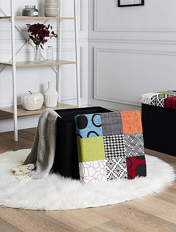 Pouf pliable coffre de rangement Patchwork