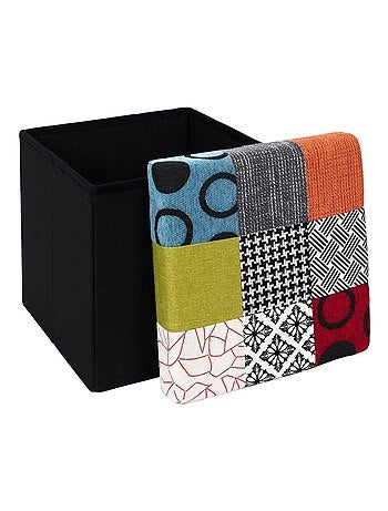 Pouf pliable coffre de rangement Patchwork