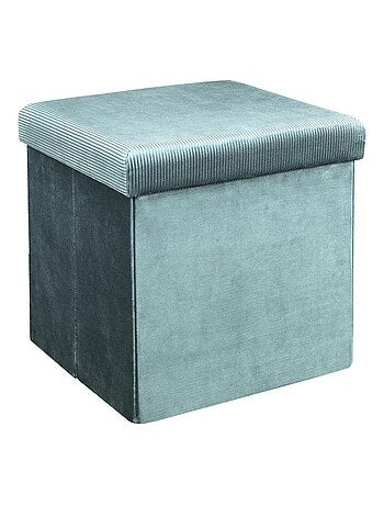 Pouf pliable coffre de rangement velours côtelé