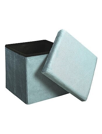 Pouf pliable coffre de rangement velours côtelé