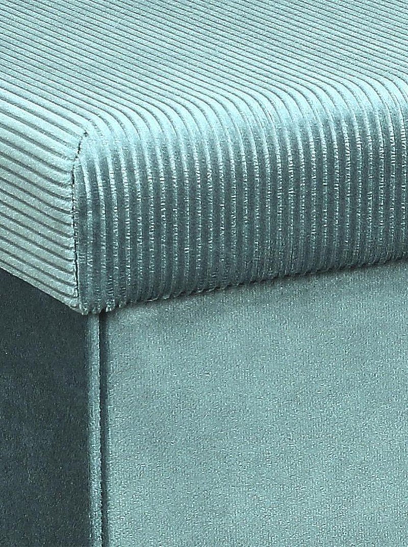 Pouf pliable coffre de rangement velours côtelé Bleu - Kiabi