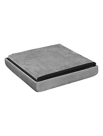 Pouf pliable coffre de rangement velours côtelé