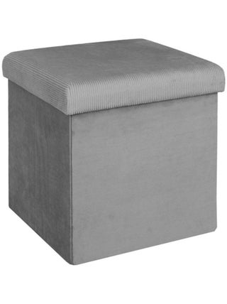 Pouf pliable coffre de rangement velours côtelé