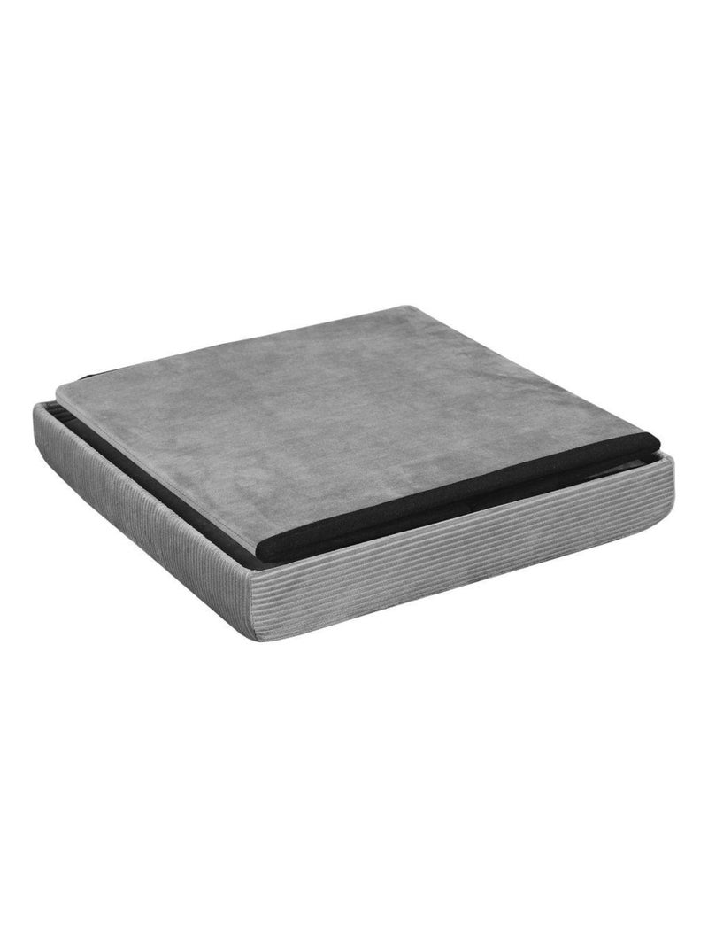 Pouf pliable coffre de rangement velours côtelé Gris - Kiabi