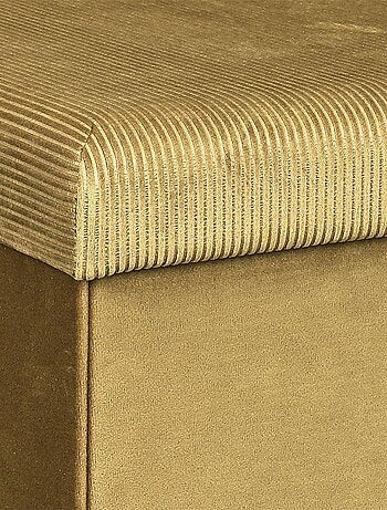 Pouf pliable coffre de rangement velours côtelé