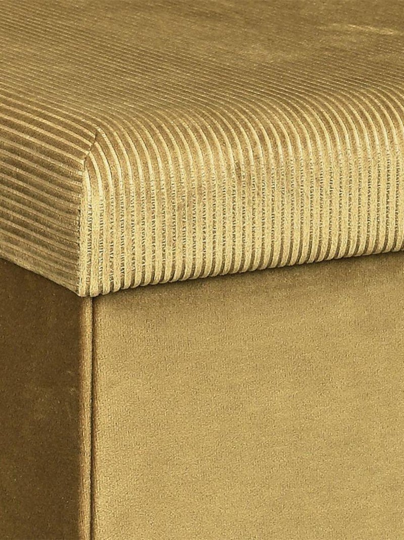 Pouf pliable coffre de rangement velours côtelé Jaune - Kiabi