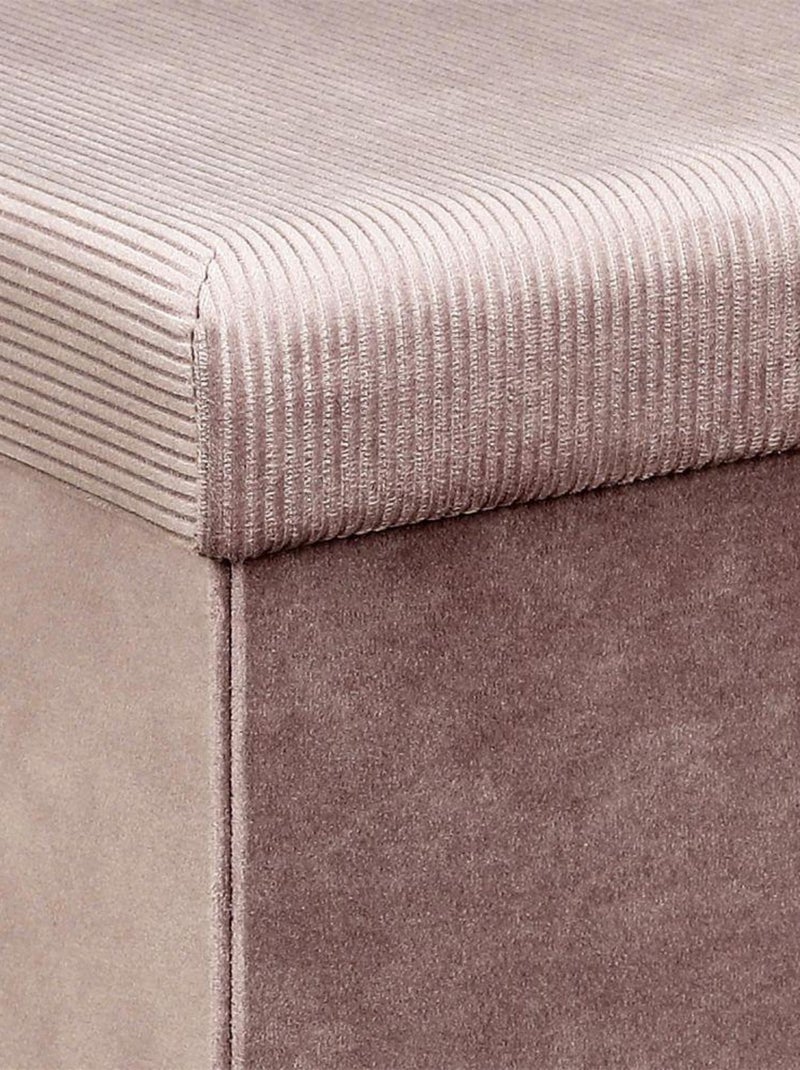 Pouf pliable coffre de rangement velours côtelé Rose - Kiabi