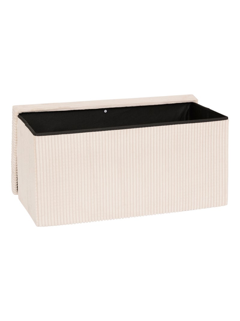Pouf pliable double  - Effet velours côtelé avec rangement intégré Crème - Kiabi