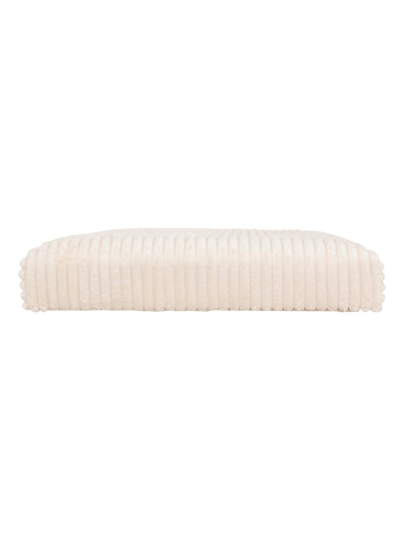 Pouf pliable double  - Effet velours côtelé avec rangement intégré Crème - Kiabi