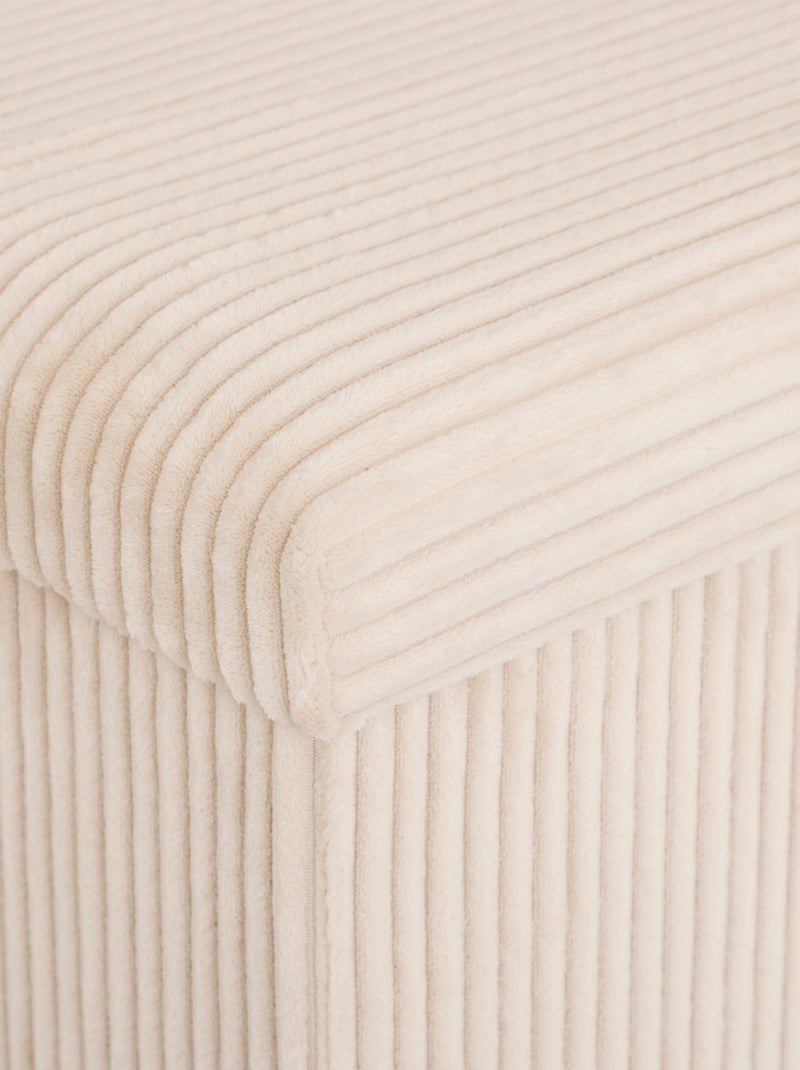 Pouf pliable double  - Effet velours côtelé avec rangement intégré Crème - Kiabi