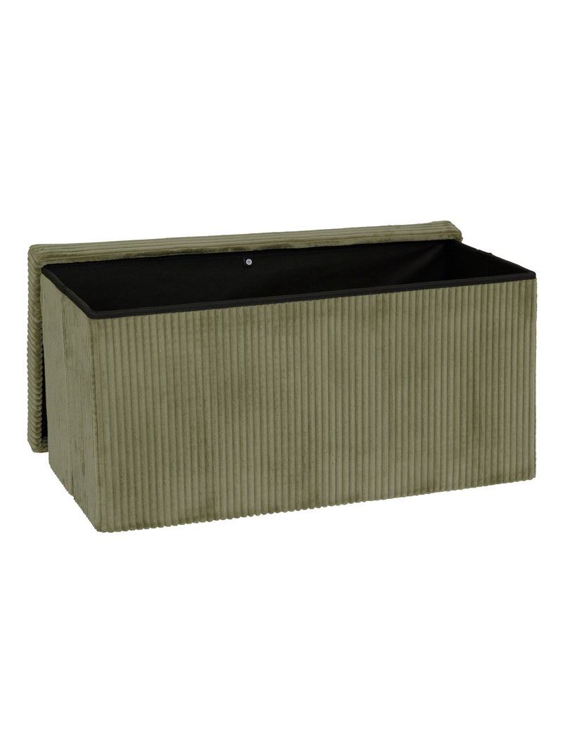 Pouf pliable double  - Effet velours côtelé avec rangement intégré Kaki - Kiabi