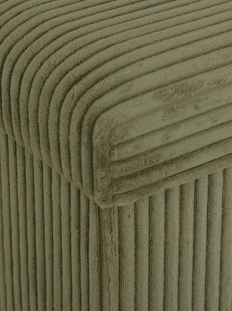 Pouf pliable double  - Effet velours côtelé avec rangement intégré Kaki - Kiabi