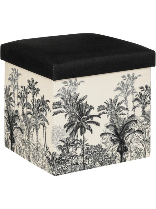 Pouf pliant carré en tissu imprimé avec coffre BENICIO - Kiabi Pouf pliant carré en tissu imprimé avec coffre BENICIO - Kiabi