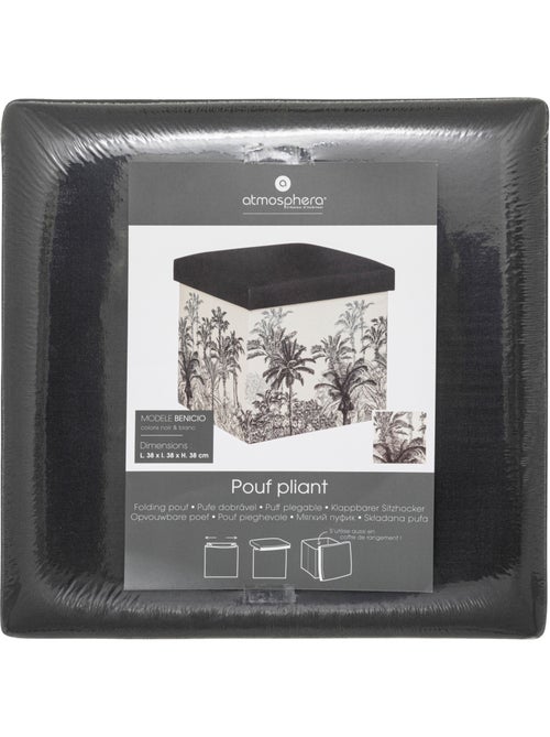 Pouf pliant carré en tissu imprimé avec coffre BENICIO - Kiabi Pouf pliant carré en tissu imprimé avec coffre BENICIO - Kiabi