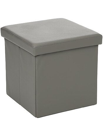 Pouf pliant coffre de rangement aspect cuir AKENO