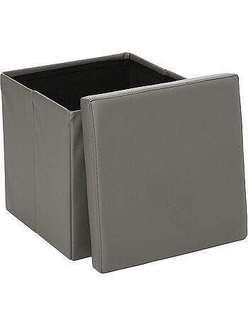 Pouf pliant coffre de rangement aspect cuir AKENO