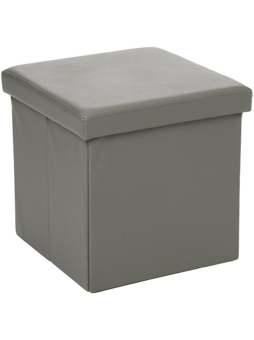 Pouf pliant coffre de rangement aspect cuir AKENO - Kiabi Pouf pliant coffre de rangement aspect cuir AKENO - Kiabi
