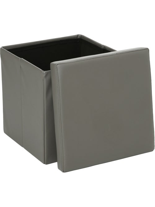 Pouf pliant coffre de rangement aspect cuir AKENO - Kiabi Pouf pliant coffre de rangement aspect cuir AKENO - Kiabi