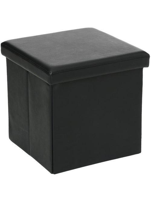 Pouf pliant coffre de rangement aspect cuir AKENO - Kiabi