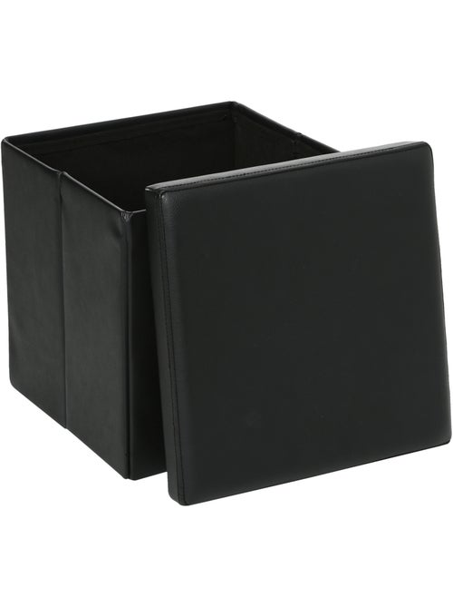 Pouf pliant coffre de rangement aspect cuir AKENO - Kiabi