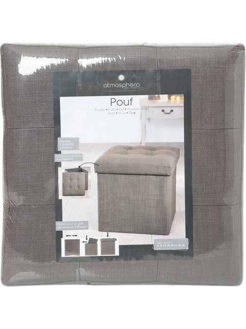 Pouf pliant coffre de rangement capitonné en velours LYSANDRE - Kiabi