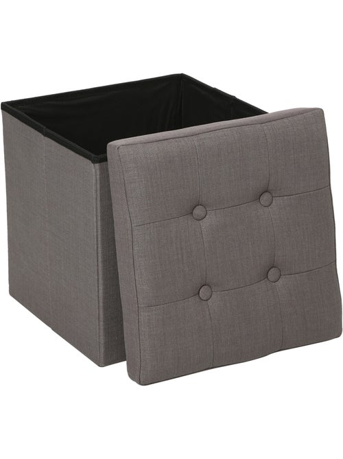 Pouf pliant coffre de rangement capitonné en velours LYSANDRE - Kiabi
