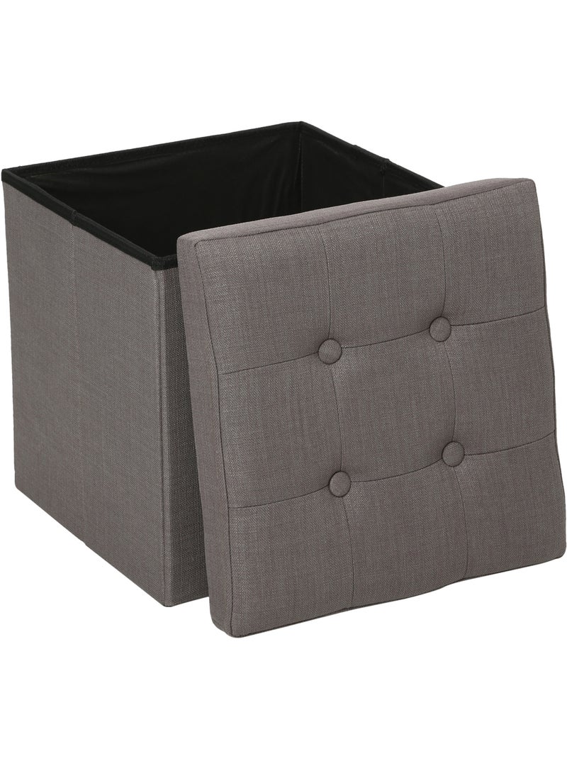 Pouf pliant coffre de rangement capitonné en velours LYSANDRE gris anthracite - Kiabi