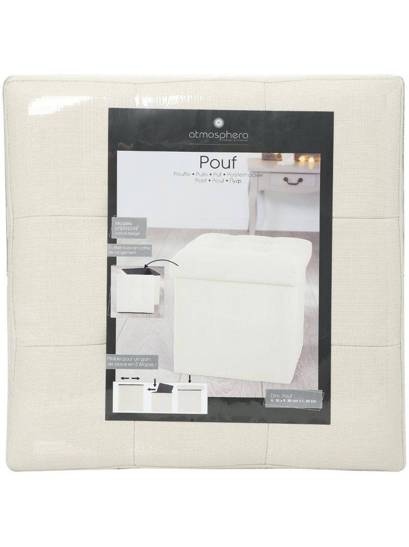 Pouf pliant coffre de rangement capitonné lysandre Beige - Kiabi
