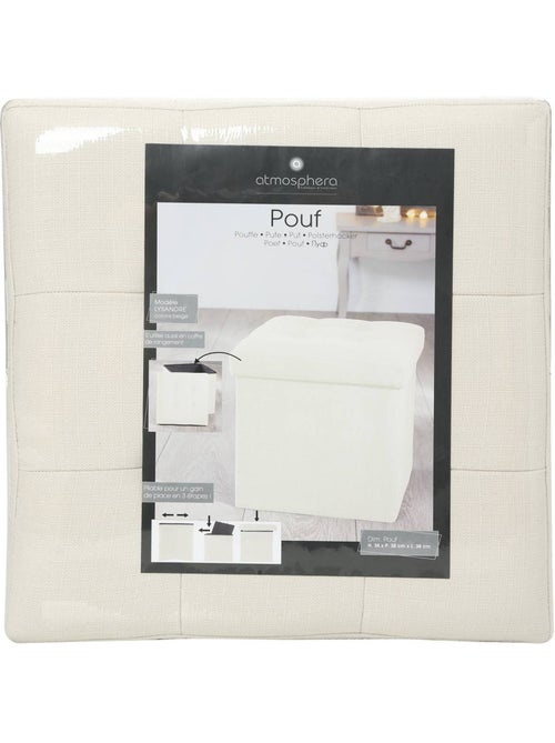 Pouf pliant coffre de rangement capitonné lysandre - Kiabi