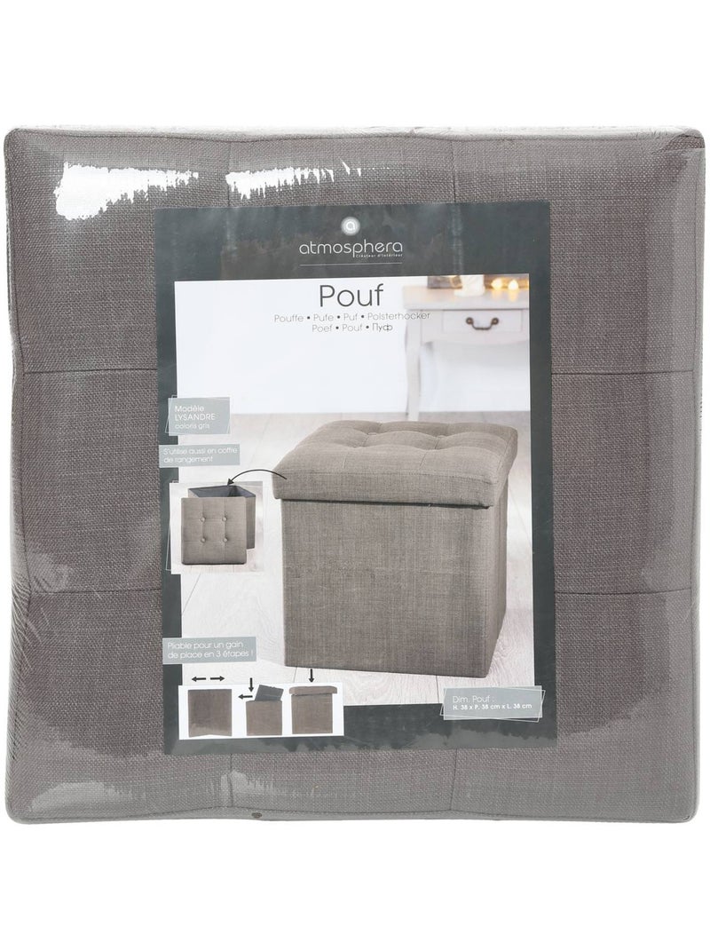 Pouf pliant coffre de rangement capitonné lysandre gris anthracite - Kiabi