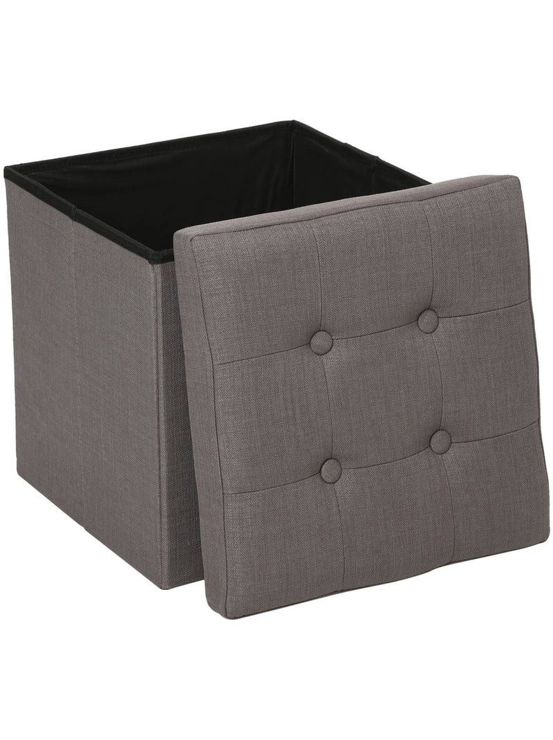 Pouf pliant coffre de rangement capitonné lysandre gris anthracite - Kiabi