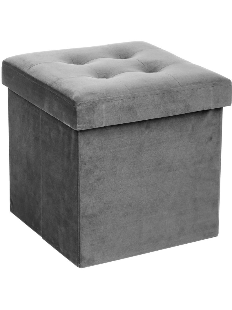 Pouf pliant coffre de rangement capitonné lysandre Gris souris - Kiabi