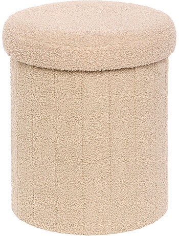 Pouf pliant coffre de rangement en bouclette JAIKO