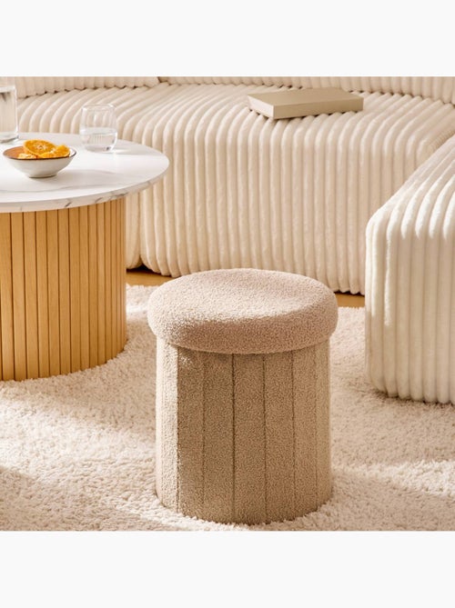 Pouf pliant coffre de rangement en bouclette JAIKO - Kiabi