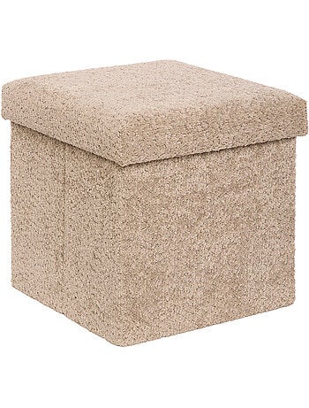 Pouf pliant coffre de rangement en bouclette SOANA
