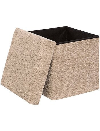 Pouf pliant coffre de rangement en bouclette SOANA