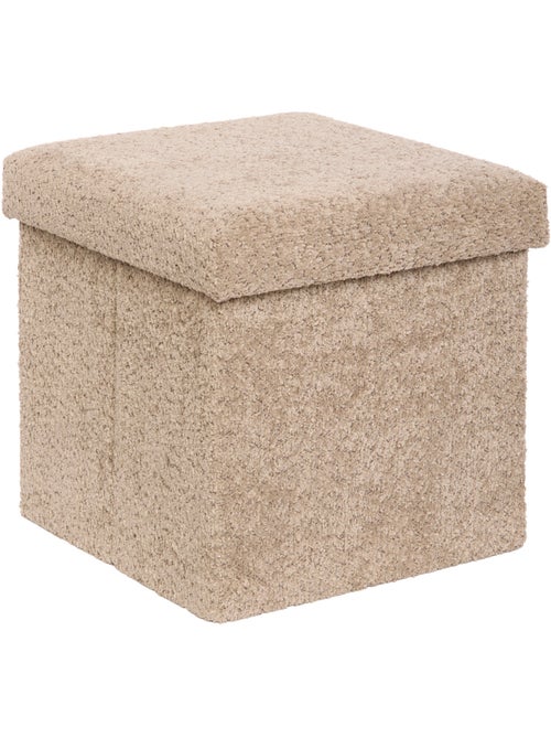 Pouf pliant coffre de rangement en bouclette SOANA - Kiabi