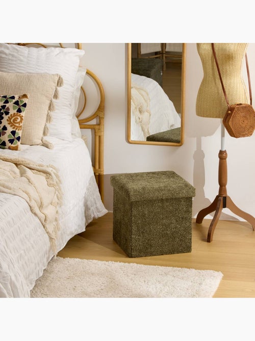 Pouf pliant coffre de rangement en bouclette SOANA - Kiabi