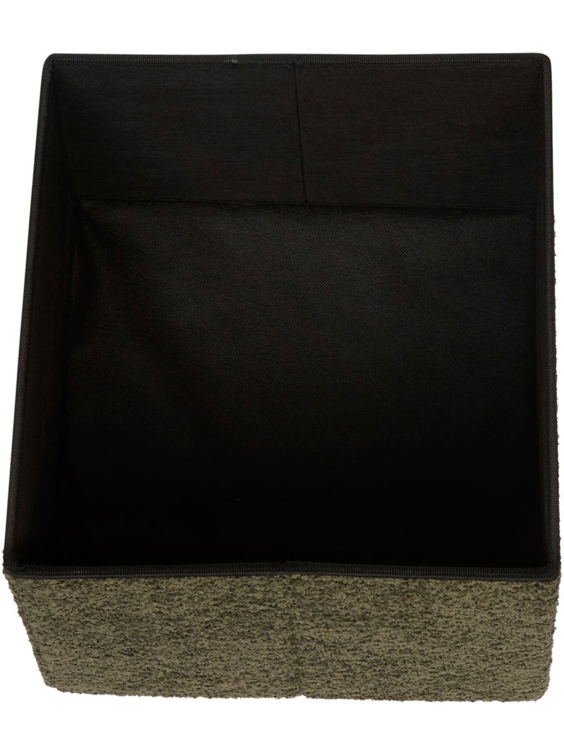 Pouf pliant coffre de rangement en bouclette SOANA Kaki - Kiabi