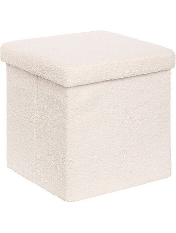 Pouf pliant coffre de rangement en tissu bouclette JAIKO
